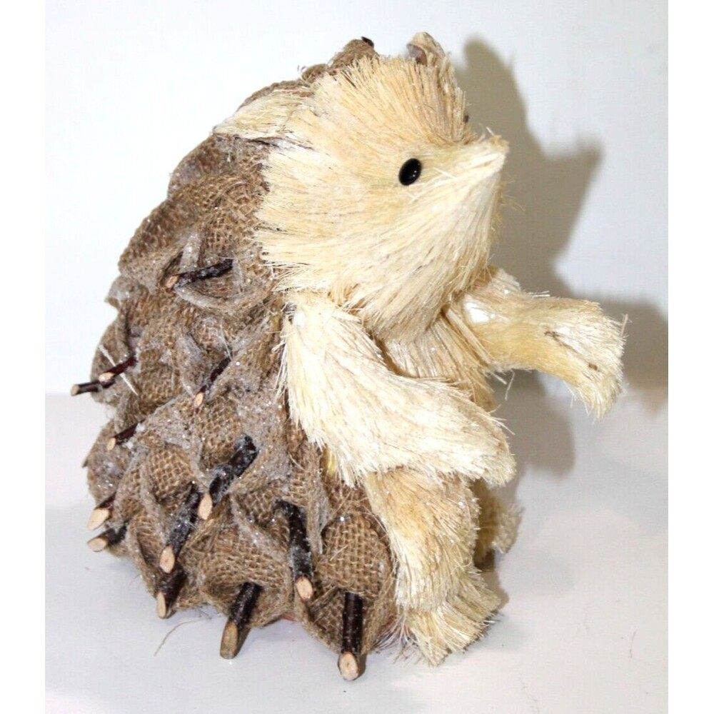 Hedgehog Porcupine Rustic Sticks Burlap Natural Home Christmas Decor Woodland 6"